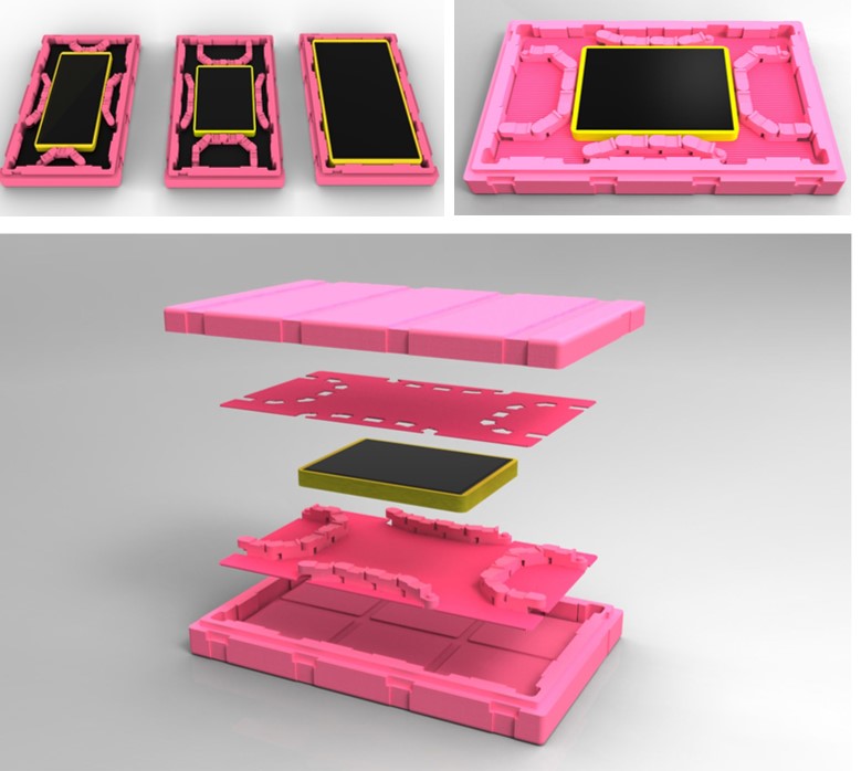 友達開發「共享式包材」，可適用於不同尺寸面板，持續拓展資源循環共享理念